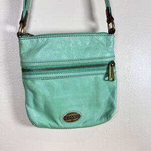 Vintage Fossil Crossbody Purse Explorer Leather Turquoise Mini Bag